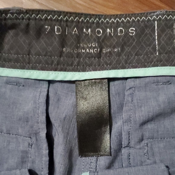 7 Diamonds Steel Blue Men's Flat Front Shorts - Picture 2 of 10